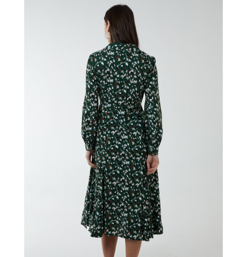 Shirt Midi Dress With Godet Hem Shirt Midi Dress With Godet Hem