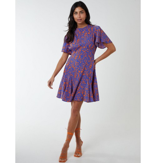 Godet Insert Mini Dress With Tie Godet Insert Mini Dress With Tie
