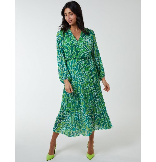Pleated Wrap Front Dress Pleated Wrap Front Dress