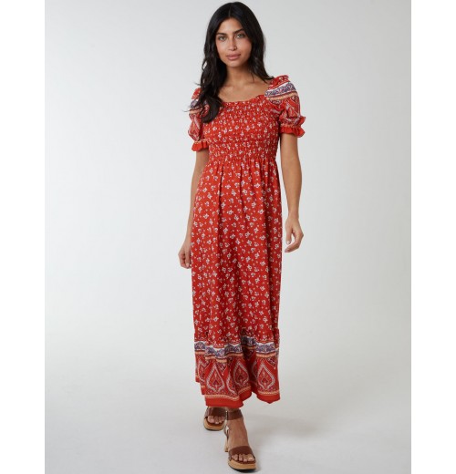 Shirred Floral Maxi Dress Shirred Floral Maxi Dress