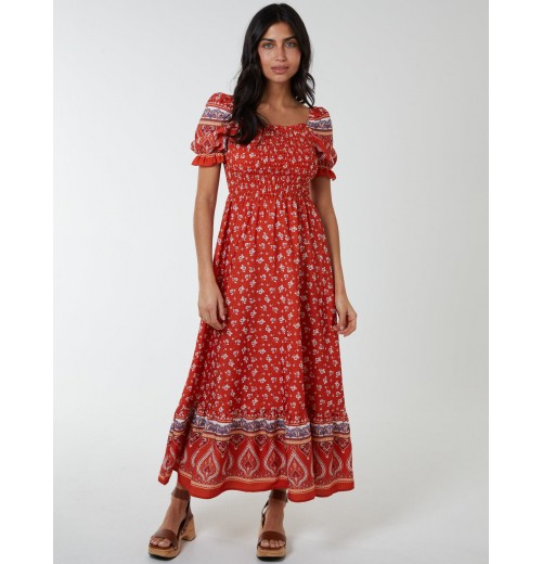 Shirred Floral Maxi Dress Shirred Floral Maxi Dress