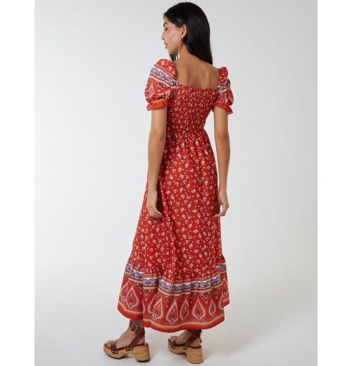 Shirred Floral Maxi Dress Shirred Floral Maxi Dress