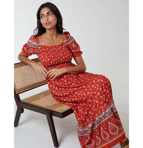 Shirred Floral Maxi Dress Shirred Floral Maxi Dress