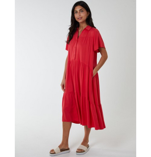 Drop Waist Tiered Midi Dress Drop Waist Tiered Midi Dress