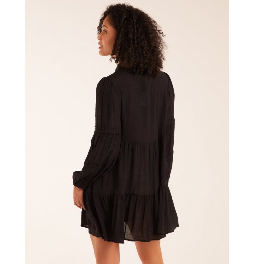 Crochet Insert Oversized Shirt Dress Crochet Insert Oversized Shirt Dress